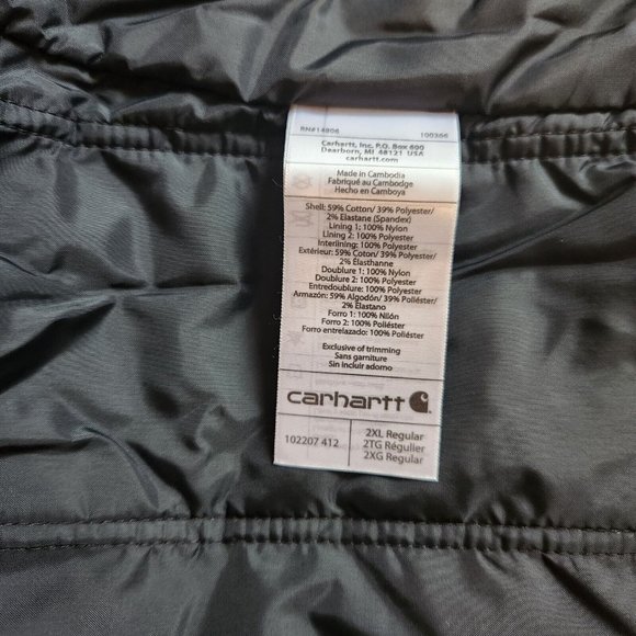 CARHARTT BIG MEN'S FULL SWING CRYDER QUICK DUCK WORK JACKET 2XL - Picture 9 of 9